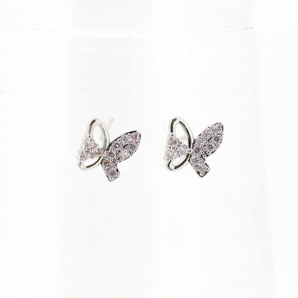 БИЖУТЕРИЯ - ОБЕЦИ - ВИНТ - ЦИРКОН - ПЕПЕРУДА Е576 - 1.0х1.0см НИКЕЛ И БЯЛО - 1 чифт