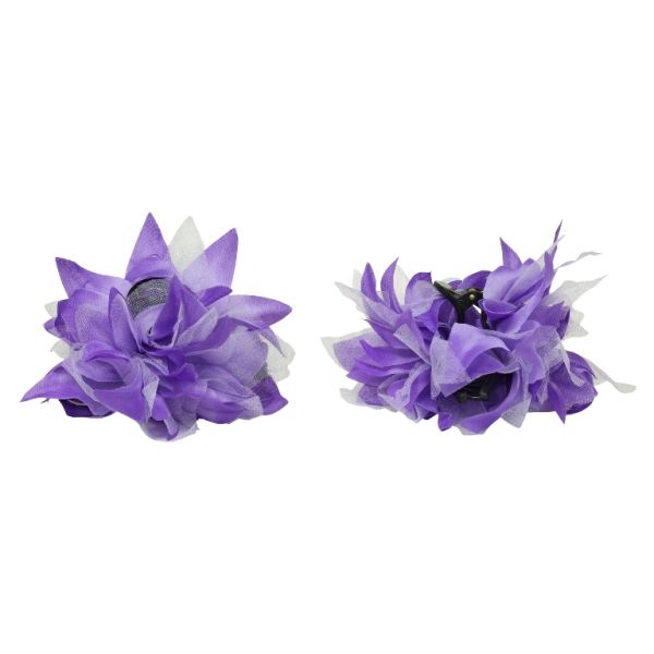 JEWELRY - BRACKET - CLAW HAIR CLIP WITH TEXTILE - FLOWERS SH080 - 10x8x5cm GOLD-BLACK-PURPLE - 1pc.