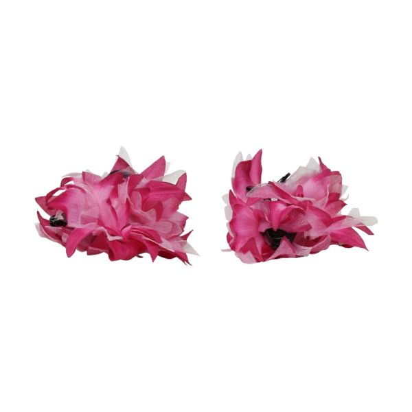 JEWELRY - BRACKET - CLAW HAIR CLIP WITH TEXTILE - FLOWERS SH080 - 10x8x5cm BLACK AND CYCLAMEN - 1pc.