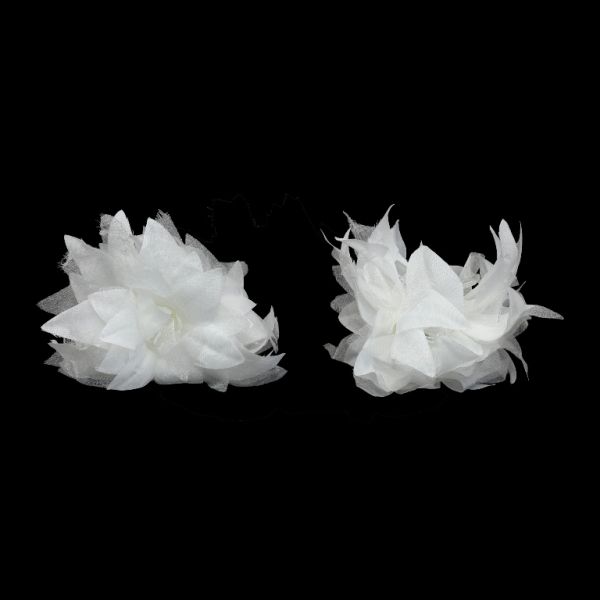 JEWELRY - BRACKET - CLAW HAIR CLIP WITH TEXTILE - FLOWERS SH081 - 11x10.4x5cm GOLD AND WHITE - 1pc.