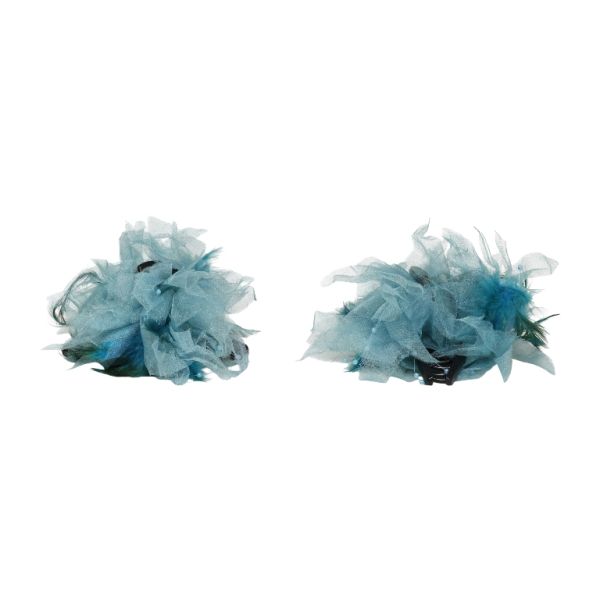 JEWELRY - BRACKET - CLAW HAIR CLIP WITH TEXTILE - FLOWERS SH084 - 10x8x6cm GOLD-BLUE-BLACK - PACKAGE 3pcs.