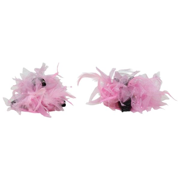 JEWELRY - BRACKET - CLAW HAIR CLIP WITH TEXTILE - FLOWERS SH084 - 10x8x6cm BLACK AND PINK - PACKAGE 3pcs.