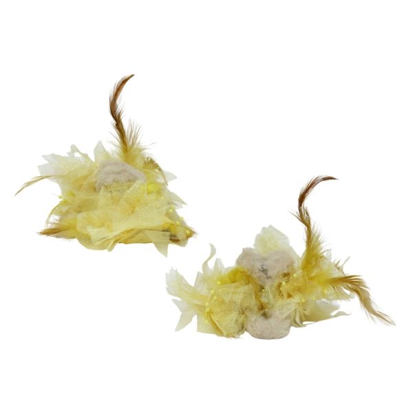 JEWELRY - BRACKET - CLAW HAIR CLIP WITH TEXTILE - FLOWERS SH085 - 11x5x7.4cm GOLD-BEIGE-YELLOW-BROWN - 1pc.