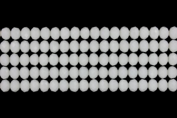 GLASS BEADS - FACETED RONDELLE CRYSTALS - 8x6mm - OPAQUE - WHITE 048 - PACKAGE (5x66pcs.) Hole-1.5mm