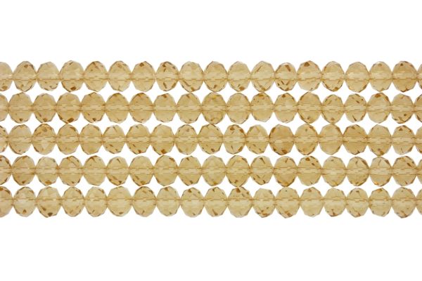 GLASS BEADS - FACETED RONDELLE CRYSTALS - 8x6mm - TRANSPARENT - AMBER 025 - PACKAGE (5x66pcs.) Hole-1.5mm