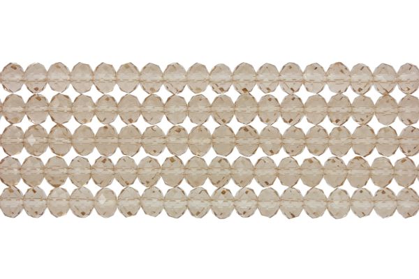 GLASS BEADS - FACETED RONDELLE CRYSTALS - 8x6mm - TRANSPARENT - BEIGE 024 - STRING (66pcs.) Hole-1.5mm