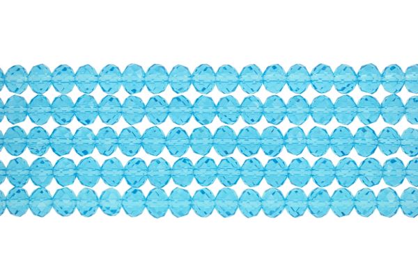 GLASS BEADS - FACETED RONDELLE CRYSTALS - 8x6mm - TRANSPARENT - BLUE (LIGHT) 008 - PACKAGE (5x66pcs.) Hole-1.5mm