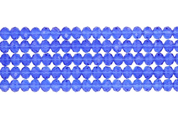 GLASS BEADS - FACETED RONDELLE CRYSTALS - 8x6mm - TRANSPARENT - BLUE 004 - STRING (66pcs.) Hole-1.5mm