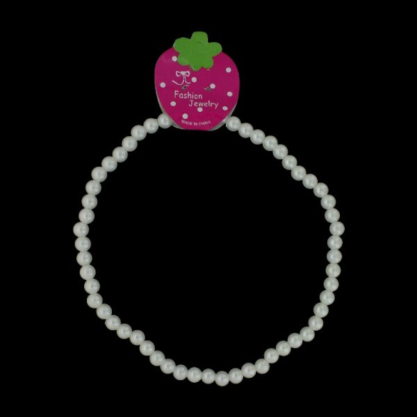 БИЖУТЕРИЯ - КОЛИЕ - ЕЛАСТИЧНО - ПЛАСТМАСОВИ ПЕРЛИ - ТОПЧЕ K111 - БЯЛО - ПАКЕТ 6 бр.