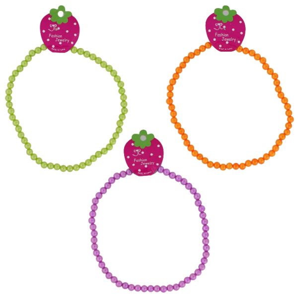 БИЖУТЕРИЯ - КОЛИЕ - ЕЛАСТИЧНО - ПЛАСТМАСОВИ ПЕРЛИ - ТОПЧЕ K112 - ОРАНЖЕВО-ЗЕЛЕНО СВ.-ЛИЛАВО - ПАКЕТ 6 бр.
