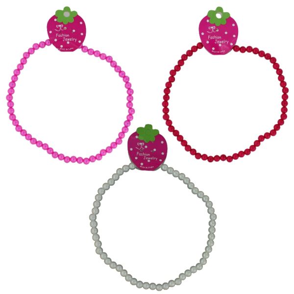 БИЖУТЕРИЯ - КОЛИЕ - ЕЛАСТИЧНО - ПЛАСТМАСОВИ ПЕРЛИ - ТОПЧЕ K112 - ЦИКАМА-БЯЛО-ЧЕРВЕНО - ПАКЕТ 6 бр.