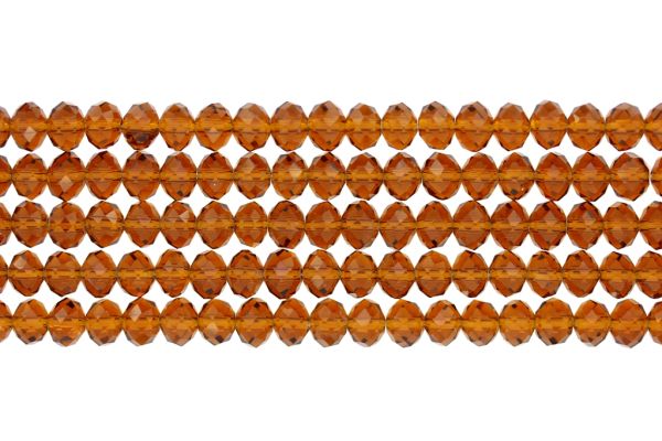 GLASS BEADS - FACETED RONDELLE CRYSTALS - 8x6mm - TRANSPARENT - BROWN (DARK) 017 - PACKAGE (5x66pcs.) Hole-1.5mm