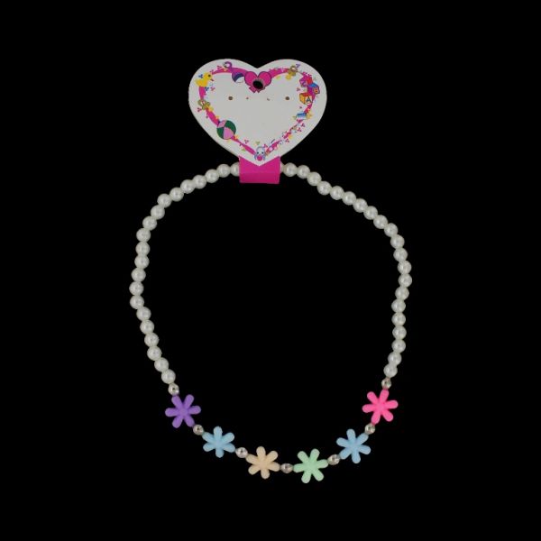 БИЖУТЕРИЯ - КОЛИЕ - ЕЛАСТИЧНО - ПЛАСТМАСОВИ ПЕРЛИ - ЦВЕТЕ K109 - БЯЛО-НИКЕЛ-МИКС - 1 бр.