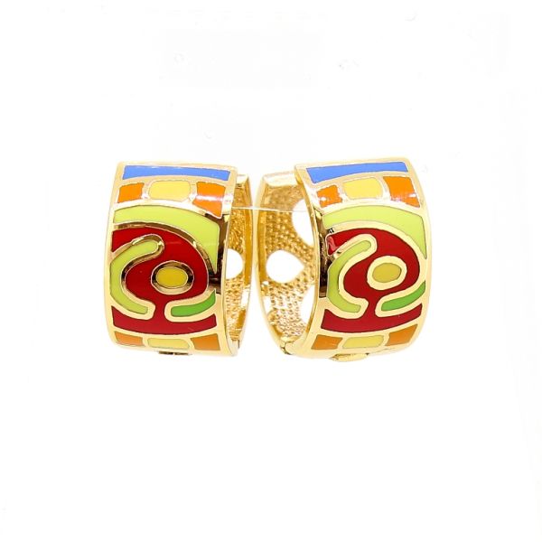 JEWELRY - EARRINGS - FRENCH LEVERBACK HIDDEN - METAL AND ENAMEL - FORMS Е635 - 1.1x2.0x1.9cm GOLD-MIX - PACKAGE 3 pairs