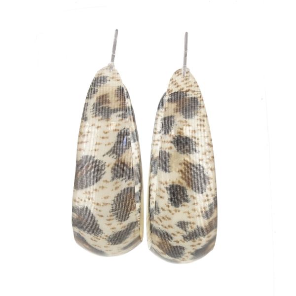 JEWELRY - EARRINGS - SCREW - METAL AND PLASTIC - LEOPARD PRINT Е631 - 1.6x5.7cm NICKEL-BROWN-BLACK - PACKAGE 6 pairs