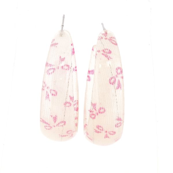 БИЖУТЕРИЯ - ОБЕЦИ - ВИНТ - МЕТАЛ И ПЛАСТМАСА - ПАНДЕЛКИ Е625 - 1.6х5.7см НИКЕЛ-РОЗОВО СВ.-РОЗОВО Т. - 1 чифт