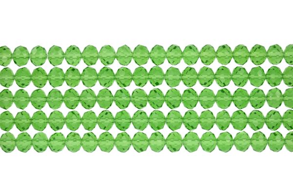 GLASS BEADS - FACETED RONDELLE CRYSTALS - 8x6mm - TRANSPARENT - GREEN (LIGHT) 020 - STRING (66pcs.) Hole-1.5mm