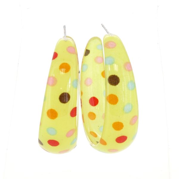 JEWELRY - EARRINGS - SCREW - METAL AND PLASTIC - DOTS Е623 - 1.6x5.7cm NICKEL-YELLOW-MIX - PACKAGE 6 pairs