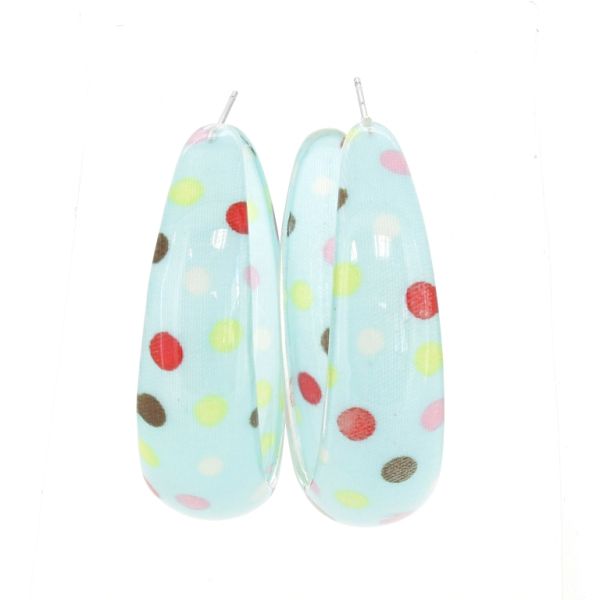 JEWELRY - EARRINGS - SCREW - METAL AND PLASTIC - DOTS Е623 - 1.6x5.7cm NICKEL-BLUE (LIGHT)-MIX - PACKAGE 6 pairs