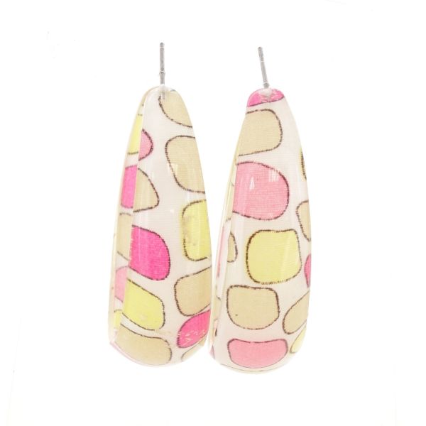 JEWELRY - EARRINGS - SCREW - METAL AND PLASTIC - SHAPES Е627 - 1.6x5.7cm NICKEL-WHITE-YELLOW-PINK-PINK (DARK) - PACKAGE 6 pairs