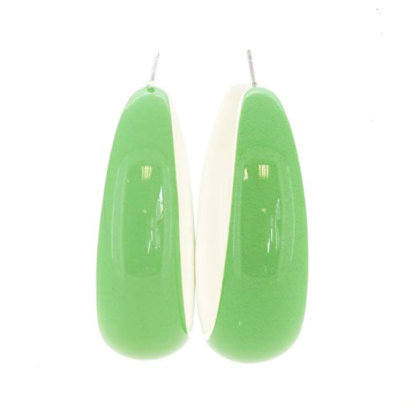 JEWELRY - EARRINGS - SCREW - METAL AND PLASTIC - COLORS Е624 - 1.6x5.7cm NICKEL-GREEN-ECRU - PACKAGE 6 pairs