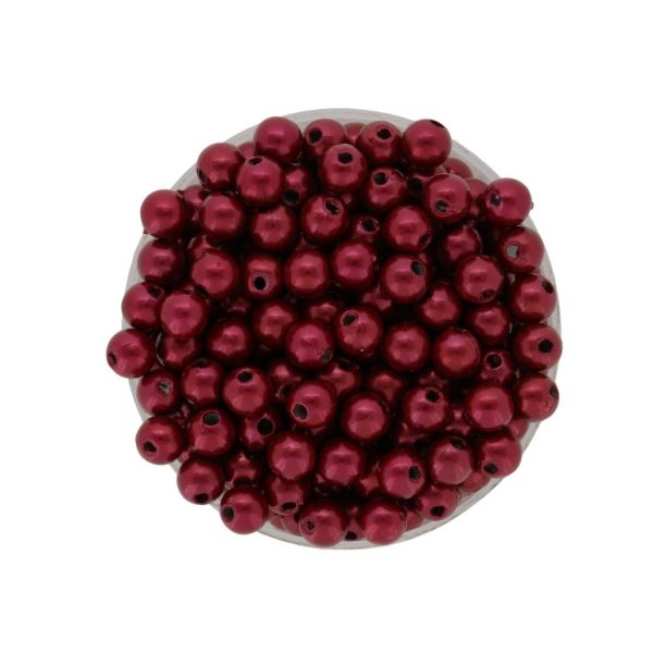 ПЛАСТМАСОВИ ПЕРЛИ - ТОПЧЕ - 6мм БОРДО 07 - ПАКЕТ 500 гр. Отвор-1.7мм (4750 бр.)