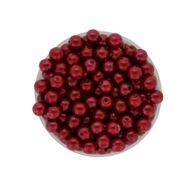ПЛАСТМАСОВИ ПЕРЛИ - ТОПЧЕ - 6мм ЧЕРВЕНО Т. 113 - ПАКЕТ 500 гр. Отвор-1.6мм (3400 бр.)