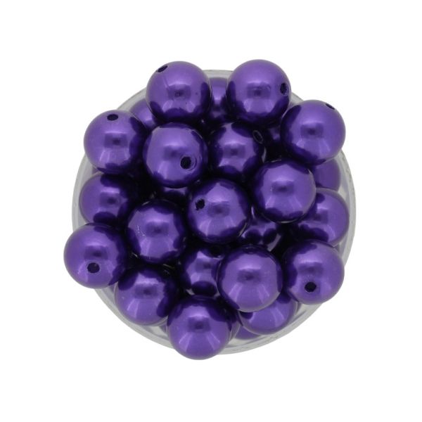 ACRYLIC IMITATION PLASTIC PEARLS - BALL - 12mm PURPLE (DARK) 117 - 50g Hole-2.0mm (55pcs.)