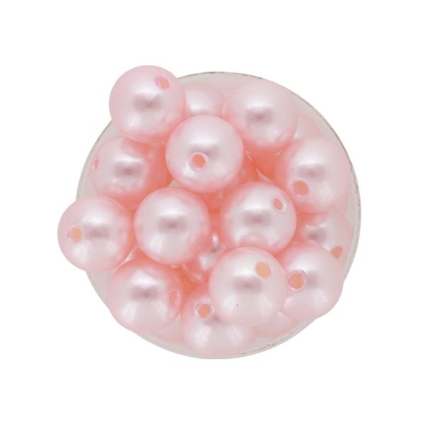 ACRYLIC IMITATION PLASTIC PEARLS - BALL - 14mm PINK 14 - 50g Hole-2.5mm (38pcs.)