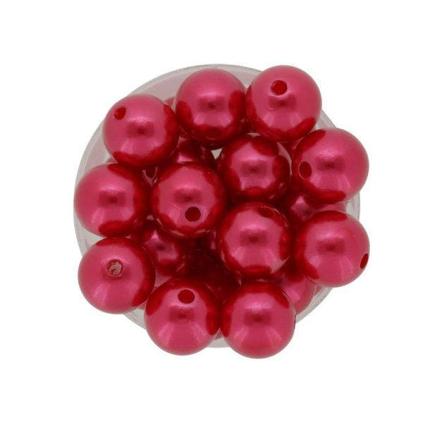 ACRYLIC IMITATION PLASTIC PEARLS - BALL - 14mm RED 04 - 50g Hole-2.5mm (36pcs.)