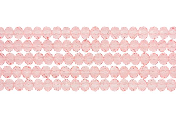 GLASS BEADS - FACETED RONDELLE CRYSTALS - 8x6mm - TRANSPARENT - PINK 031 - STRING (66pcs.) Hole-1.5mm