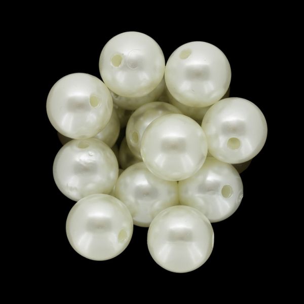 ПЛАСТМАСОВИ ПЕРЛИ - ТОПЧЕ - 16мм ЕКРЮ 66 - ПАКЕТ 500 гр. Отвор-2.5мм (240 бр.)