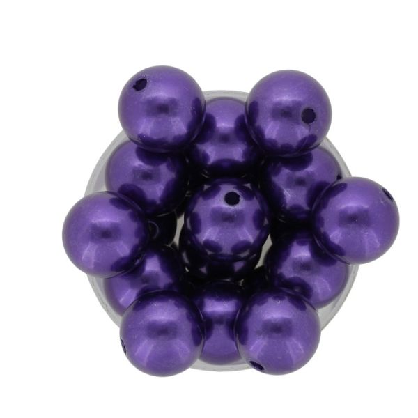 ACRYLIC IMITATION PLASTIC PEARLS - BALL - 16mm PURPLE (DARK) 117 - 50g Hole-2.5mm (24pcs.)