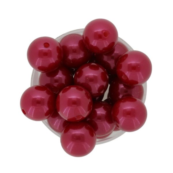 ACRYLIC IMITATION PLASTIC PEARLS - BALL - 16mm RED 119 - 50g Hole-2.2mm (24pcs.)