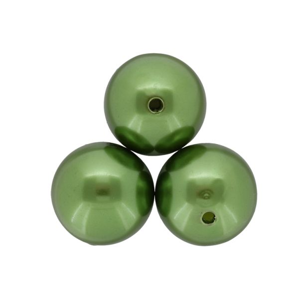 ПЛАСТМАСОВИ ПЕРЛИ - ТОПЧЕ - 25мм ЗЕЛЕНО ВОЙНОШКО 30 - ПАКЕТ 500 гр. Отвор-2.5мм (62 бр.)