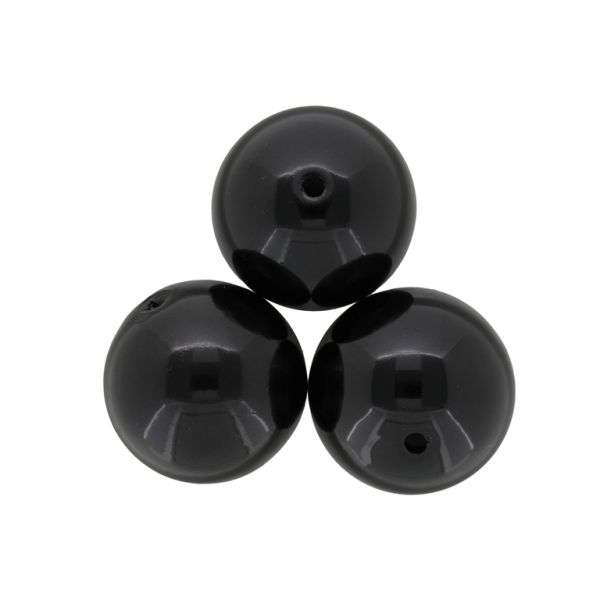 ACRYLIC IMITATION PLASTIC PEARLS - BALL - 25mm BLACK 03 - 50g Hole-2.4mm (6pcs.)