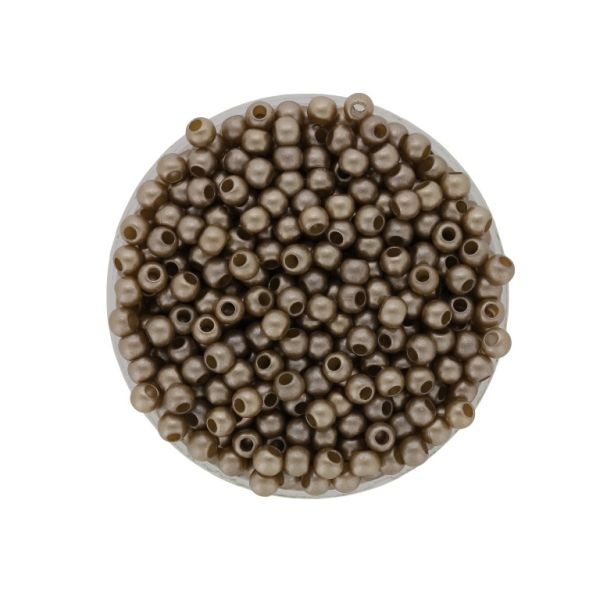 ПЛАСТМАСОВИ ПЕРЛИ МАТИРАНИ - ТОПЧЕ - 4мм КАПУЧИНО Т. 108 - 50 гр. Отвор-1.7мм (2050 бр.)