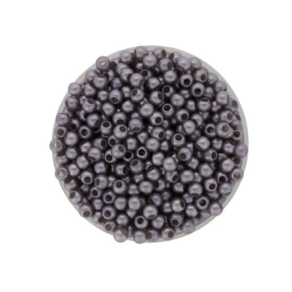 ПЛАСТМАСОВИ ПЕРЛИ МАТИРАНИ - ТОПЧЕ - 4мм СИВО 110 - 50 гр. Отвор-1.7мм (2015 бр.)