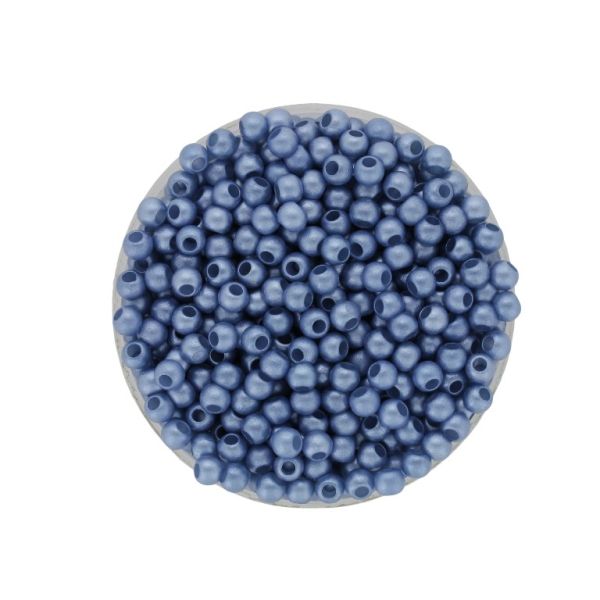 ПЛАСТМАСОВИ ПЕРЛИ МАТИРАНИ - ТОПЧЕ - 4мм СИНЬО 107 - ПАКЕТ 500 гр. Отвор-1.7мм (21300 бр.)
