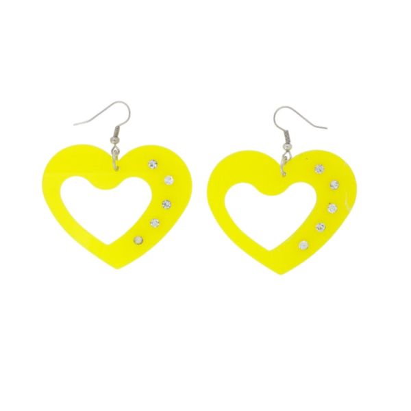 JEWELRY - EARRINGS - HOOK - METAL AND PLASTIC - HEART Е640 - 5.2x5.8cm NICKEL-YELLOW - PACKAGE 6 pairs