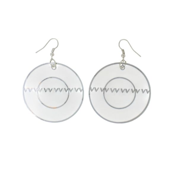 JEWELRY - EARRINGS - HOOK - MOTHER OF PEARL - WOOL Е648 - 5x7cm WHITE AND NICKEL - PACKAGE 6 pairs
