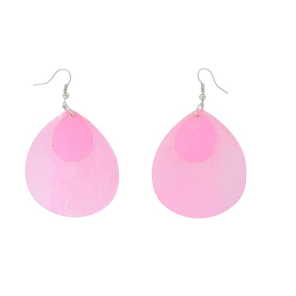 JEWELRY - EARRINGS - HOOK - MOTHER OF PEARL - DROP Е645 - 4.6x7.5cm NICKEL AND PINK - 1 pair
