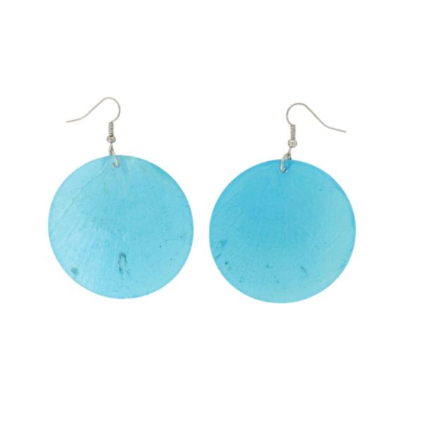 JEWELRY - EARRINGS - HOOK - MOTHER OF PEARL - CIRCLE Е647 - 5x7cm NICKEL AND BLUE (LIGHT) - PACKAGE 6 pairs