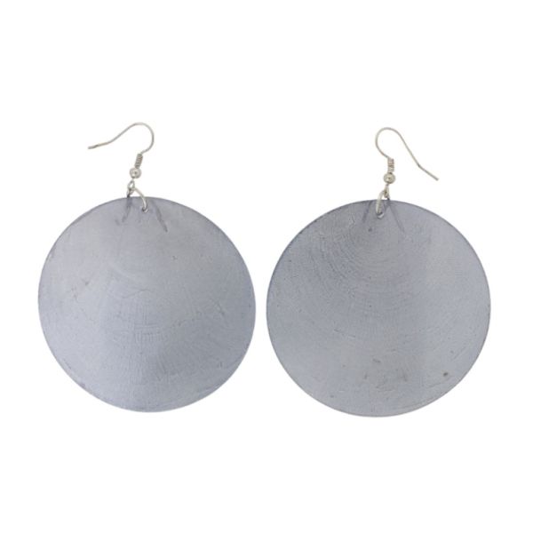 JEWELRY - EARRINGS - HOOK - MOTHER OF PEARL - CIRCLE Е647 - 6x8cm NICKEL AND GRAY - 1 pair