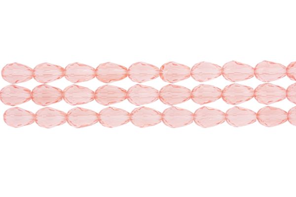 GLASS BEADS - TEARDROP CRYSTALS - 8x12mm - TRANSPARENT - PINK 031 - PACKAGE (3x60pcs.) Hole-1.5mm