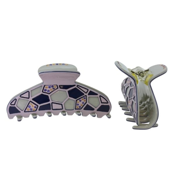 JEWELRY - BRACKET - CLAW HAIR CLIP WITH GLASS CRYSTALS SH086 - FORMS - 8.4x3.9x4.2cm PURPLE (LIGHT)-BLUE (DARK)-GRAY (LIGHT) - 1pc.