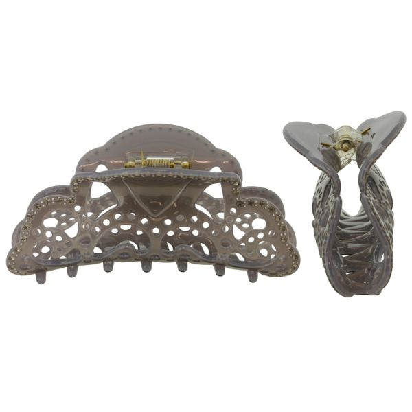 JEWELRY - BRACKET - CLAW HAIR CLIP WITH GLASS CRYSTALS SH090 - FORMS - 10x4.2x2.7cm GOLD AND GRAY - PACKAGE 2pcs.