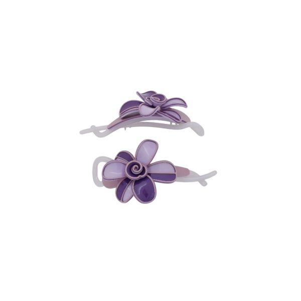 JEWELRY - RESIN BRACKET FOR HAIR SH107 - FLOWER - 11x5.6x2.5cm PURPLE (LIGHT)-PURPLE (DARK)-ROSE DUST - PACKAGE 2pcs.