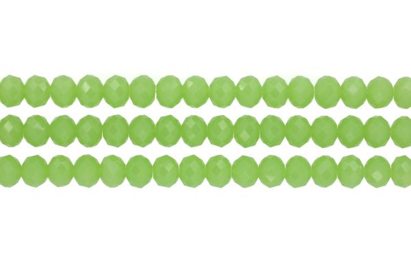 GLASS BEADS - FACETED RONDELLE CRYSTALS - 10x8mm - MILKY - GREEN 039С - PACKAGE (3x70pcs.) Hole-1.5mm