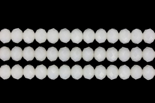 GLASS BEADS - FACETED RONDELLE CRYSTALS - 10x8mm - MILKY - WHITE 037 - STRING (70pcs.) Hole-1.5mm